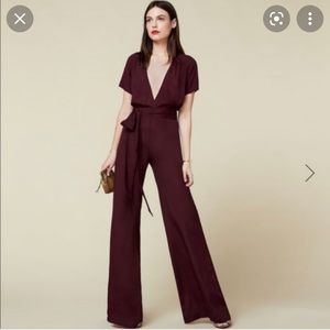 Reformation Burgundy Jumpsuit